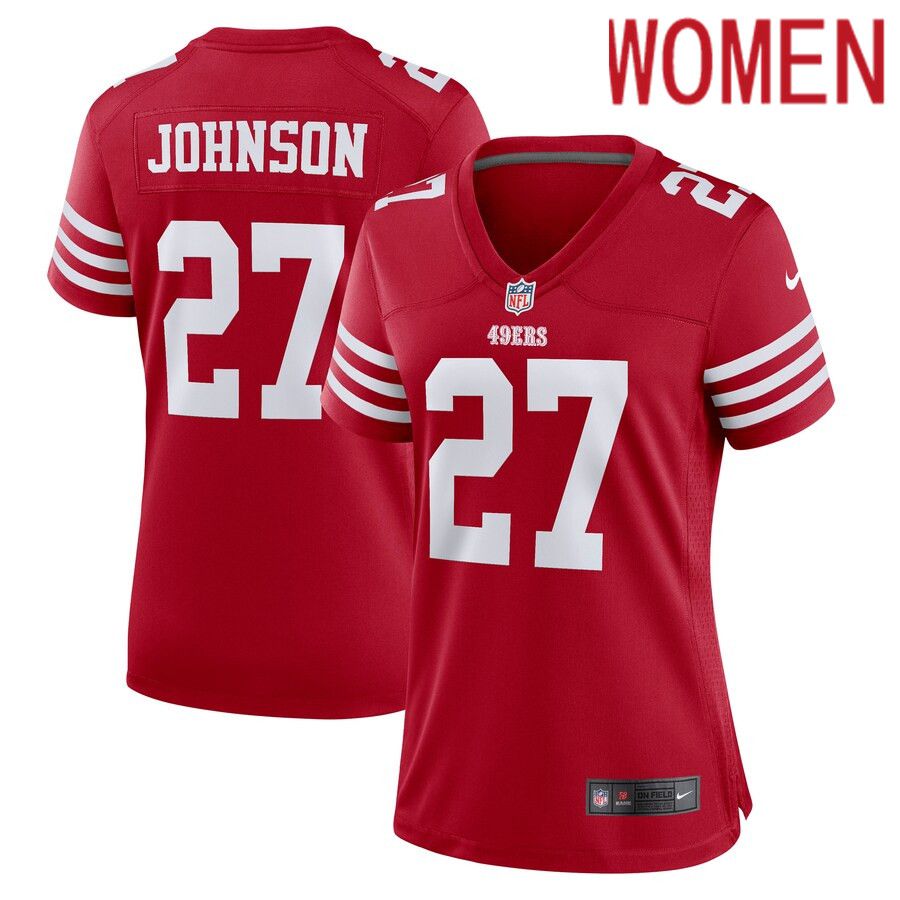 Women San Francisco 49ers 27 Dontae Johnson Nike Scarlet Game Player NFL Jersey